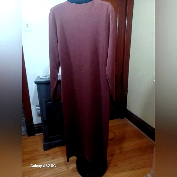 CONTRAST TRIM FAUX BUTTON SWEATER DRESS-(NWOT) - Picture 2 of 4